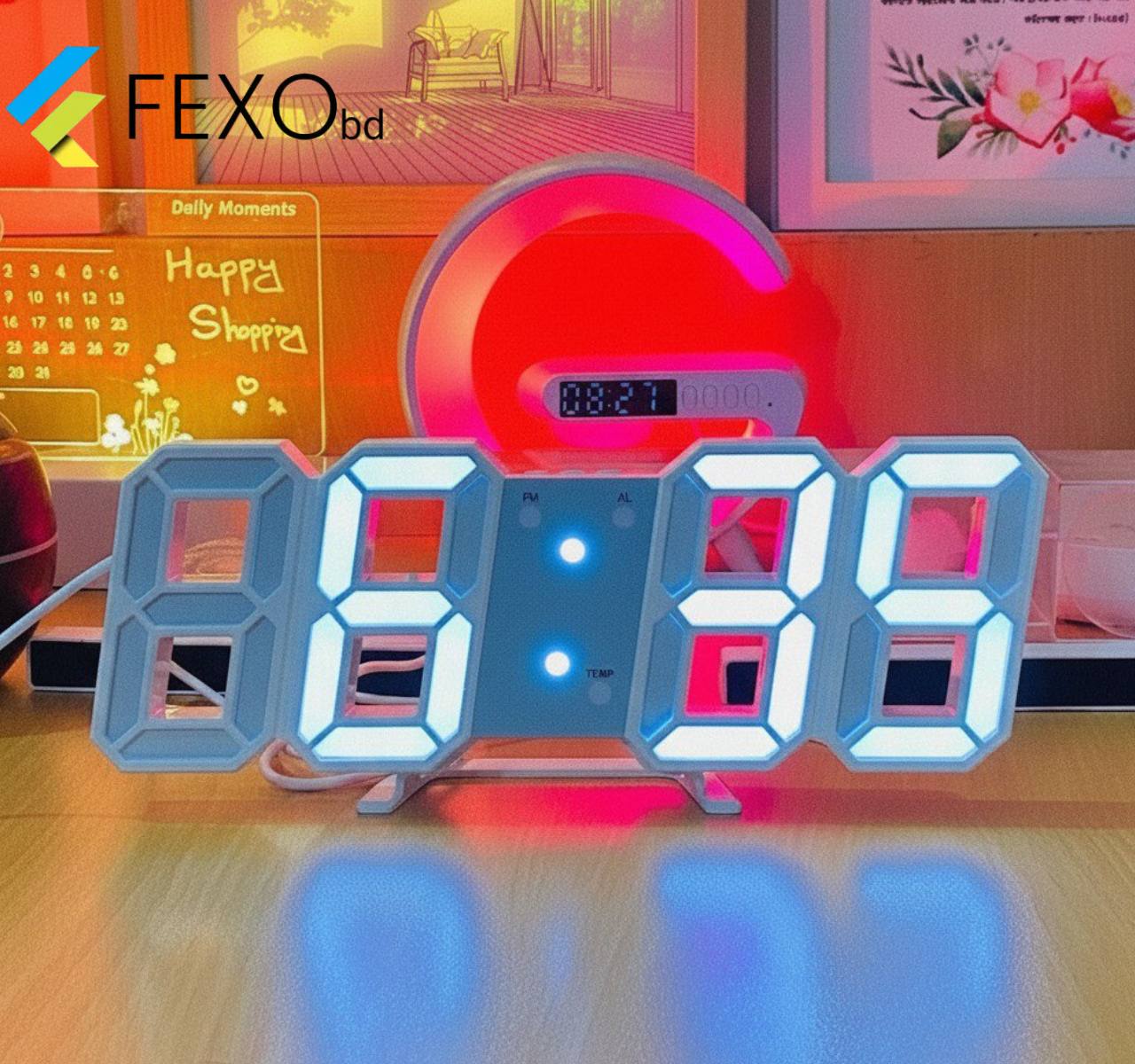 Premium 3D LED Digital Wall Clock – Modern Home & Office Decor | FEXObd